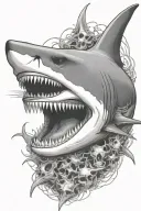 shark skeleton tattoo design idea