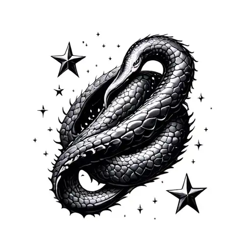 A cluster of stars in the forming the shape of a serpent tattoo design idea