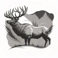 blackout elk tattoo design idea