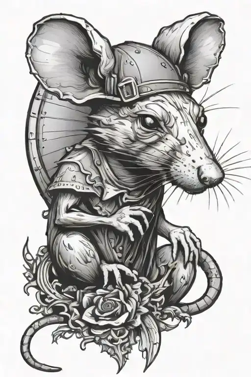 feral gothic rat playing tattoo design idea