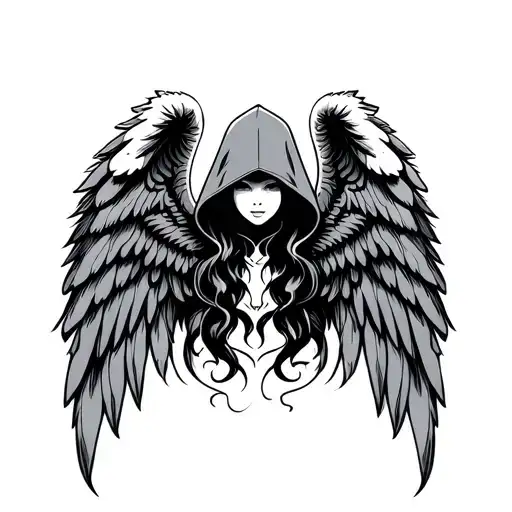 hooded angel wings hmong tattoo design idea