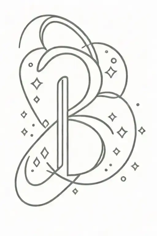 the sparkles emoji with only 2 sparkles and the number 4 delicately combined tattoo design idea