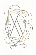 the sparkles emoji with only 2 sparkles and the number 4 delicately combined tattoo design idea