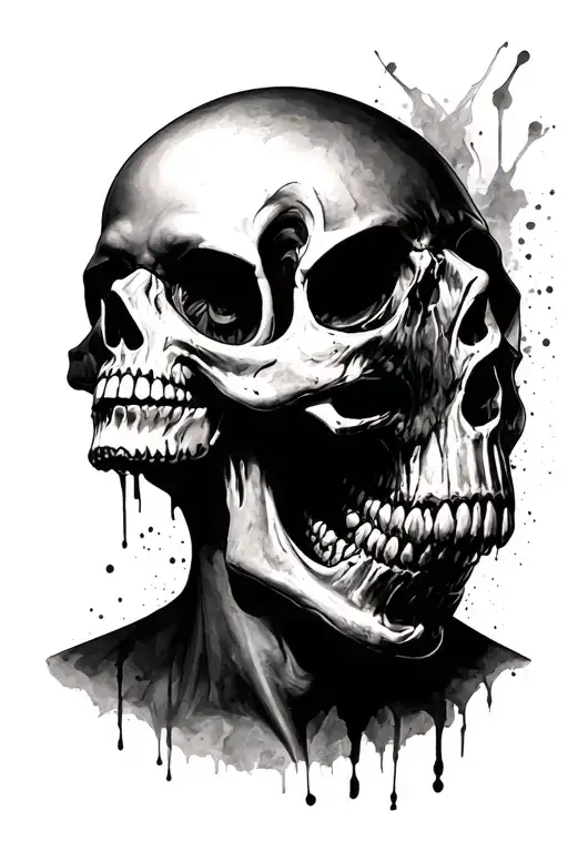 laugh now cry later skulls tattoo design idea