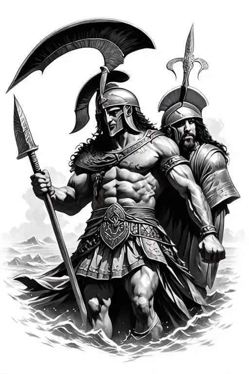 battle of thermopylae spartans vs persians half sleeve tattoo ideas tattoo design idea