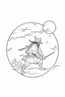 Samurai, moon, Forrest tattoo design idea