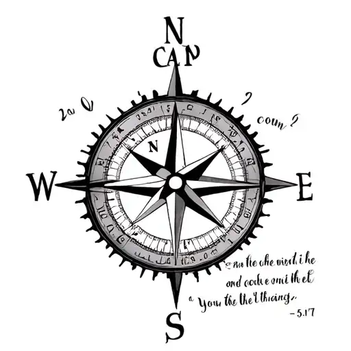 Nautical compass with bible verse 2 corinthians 5:7 around it tattoo design idea