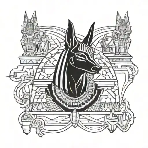 I want and tatto with anubis and other gods from acient egypt tattoo design idea