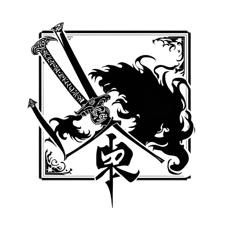 A chinoi saber with the cancer logo ♋️ Logo in the middle tattoo design idea