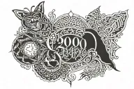 2001 birth year tattoo design idea