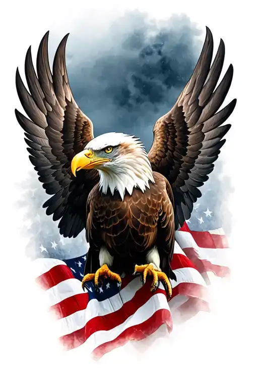 bald eagle american flag wings tattoo design idea