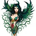 Morrigan entwined with vines tattoo design idea