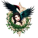 Morrigan entwined with vines tattoo design idea