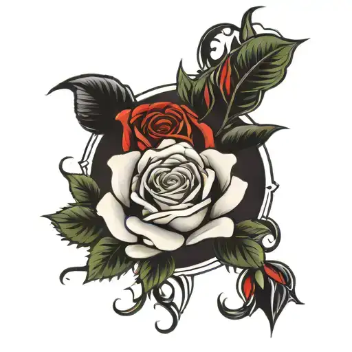 holy death roses tattoo design idea