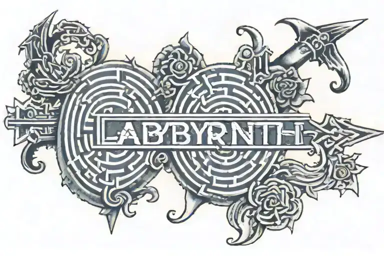 text "Labyrinth" tattoo design idea