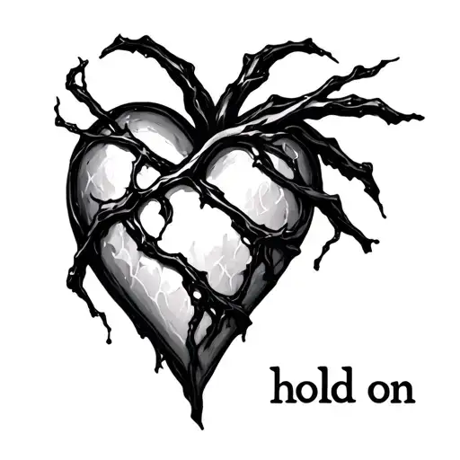 "hold on" Kintsugi Heart tattoo design idea