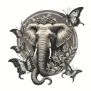 Elephant, Toxic Fam Poison Tree, Medusa, Butterfly, Maleficent tattoo design idea