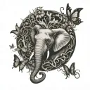 Elephant, Toxic Fam Poison Tree, Medusa, Butterfly, Maleficent tattoo design idea