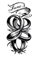 "June 3, 2023" marriage wedding rings tattoo design idea