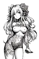 Anime girl nude (Hentai) tattoo design idea