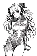 Anime girl nude (Hentai) tattoo design idea