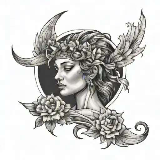 Nike goddess tattoo design idea