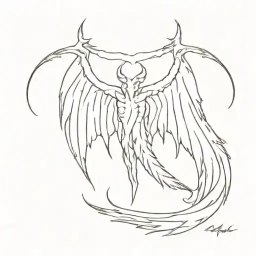 demon wing on the back tattoo design idea