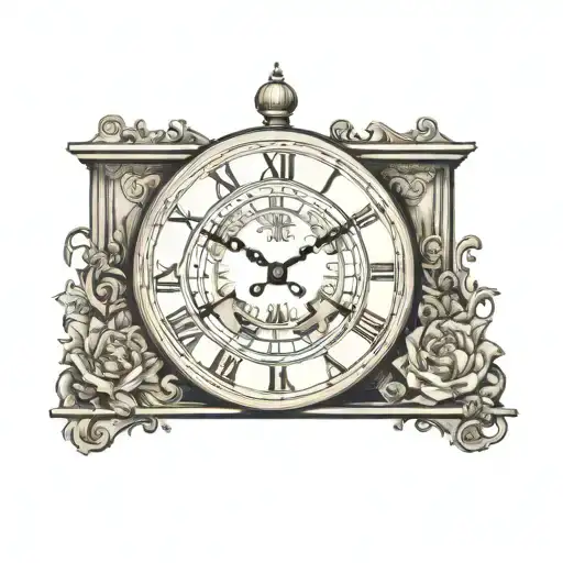 grandfather clock with a trippy clock face and with hidden semicolon incorporated tattoo design idea