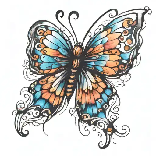 blurry butterfly wings tattoo design idea