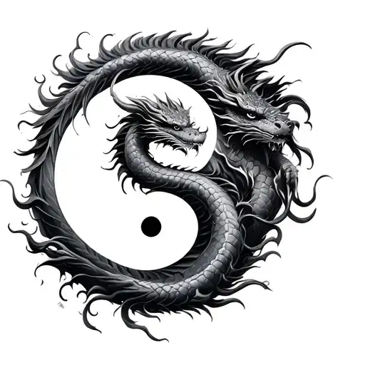 phoneix and dragon yin and yang tattoo design idea