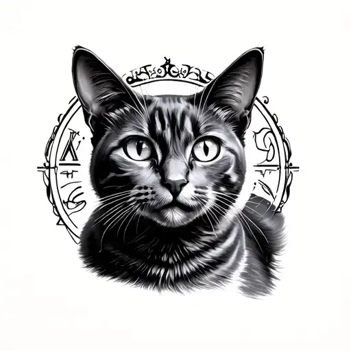 cat, cancer zodiac sign, 40, C, R tattoo design idea