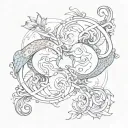 pisces combination with gemini symbol intertwined tattoo design idea