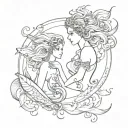 pisces combination with gemini symbol intertwined tattoo design idea