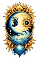 Sun and Luna and Stars tattoo design idea