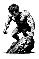 sisyphus pushing a rock tattoo design idea