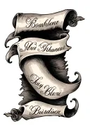 old scroll with my 3 childrens names and birth date tattoo design idea