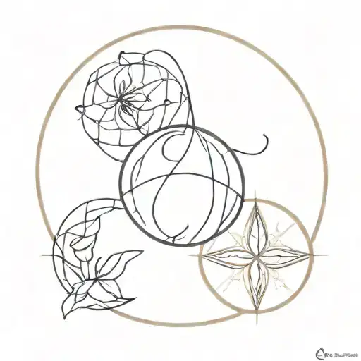 Leo, Libra, and Cancer zodiac signs intertwined tattoo design idea