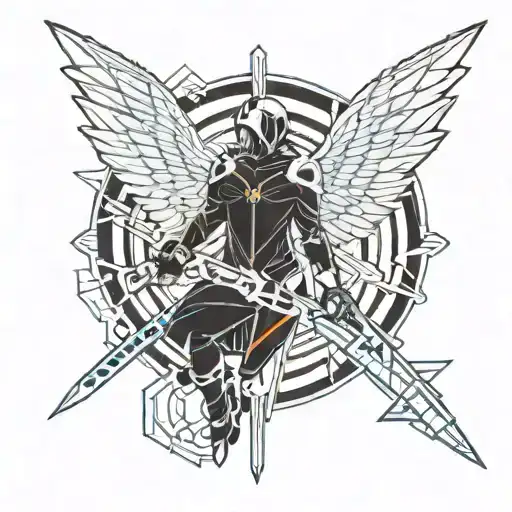gabriel archangel slaying satin tattoo design idea