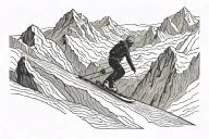 skier carving down a mountain tattoo design idea