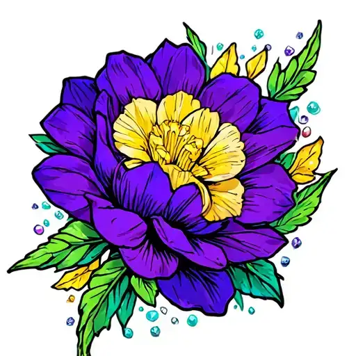 diamond wich jonquil flower accents around tattoo design idea