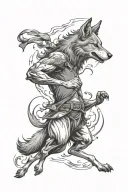 the wolf runs after the rabbit tattoo design idea