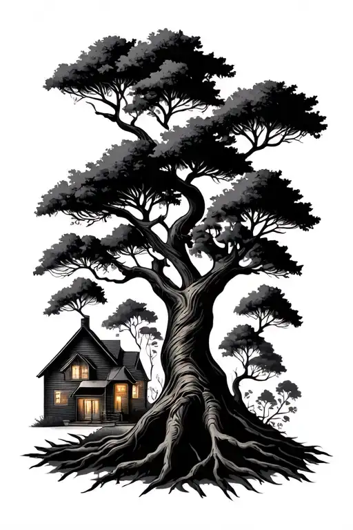 family symbols, hometown roots growing, middle child tattoo design idea