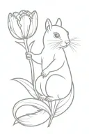 Squirrel holding Tulip flower tattoo design idea