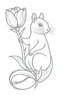 Squirrel holding Tulip flower tattoo design idea