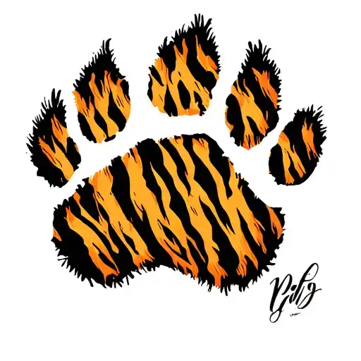tiger paw print with tiger stripes inside tattoo design idea