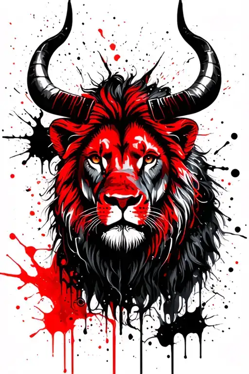 Lion + taurus zodiac sign tattoo design idea