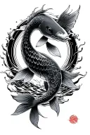 koi carp rising sun japanese style tattoo design idea