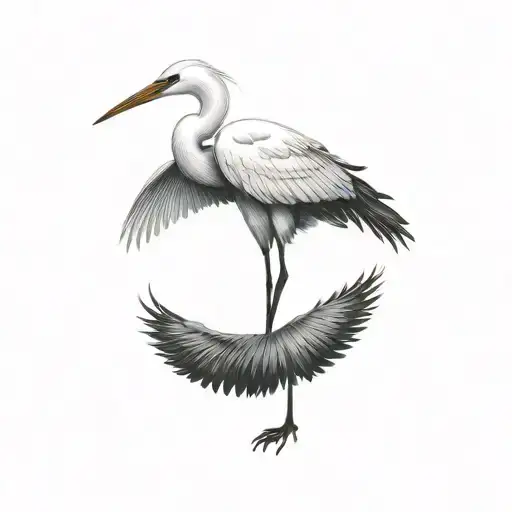 Coverup egret tattoo design idea