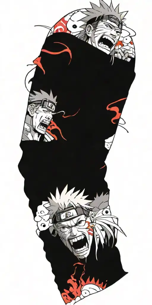 naruto screaming wearing oni mask fighting off inner demons  tattoo design idea