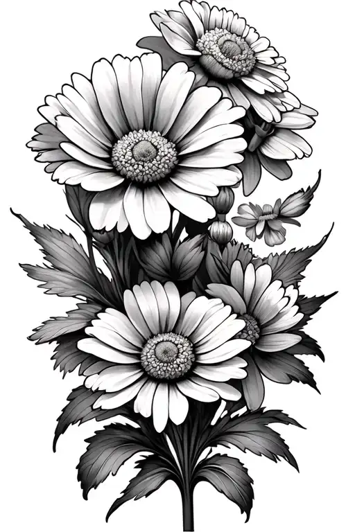 carnations daisies and daffodils tattoo design idea